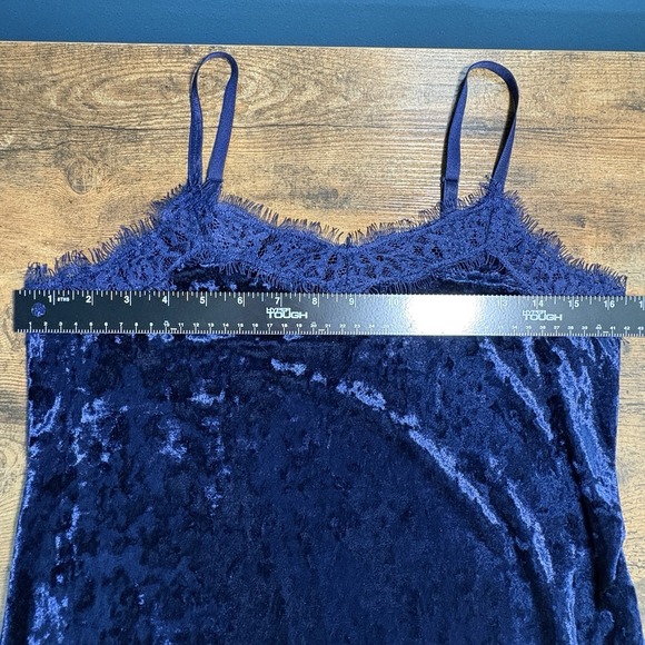 Y2K Crushed Velvet Cami Tank Top Small Babydoll Lace Trim Fairy Whimsigoth Luxe - Picture 3 of 8